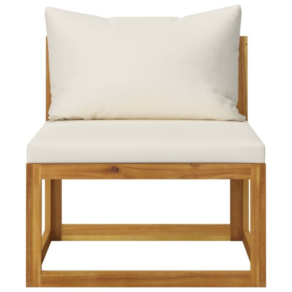 vidaXL 4 Piece Garden Lounge Set with Cushion Cream Solid Acacia Wood - Image 9