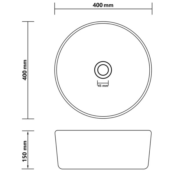 vidaXL Luxury Wash Basin Round Matt Black 40x15 cm Ceramic - Image 6