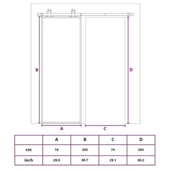 vidaXL Sliding Door Black 76x205 cm ESG Glass and Aluminium - Image 8