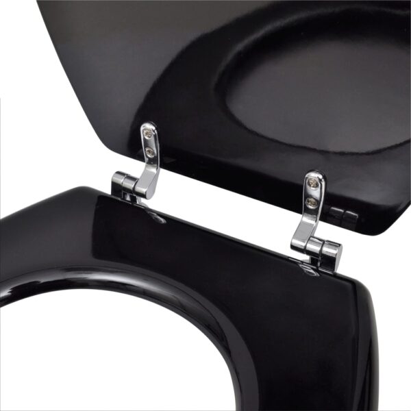 vidaXL Toilet Seats with Lids 2 pcs MDF Black - Image 6