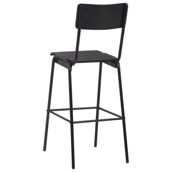 vidaXL Bar Chairs 2 pcs Black Solid Plywood Steel - Image 5