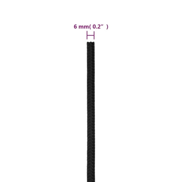 vidaXL Boat Rope Full Black 6 mm 100 m Polypropylene - Image 6