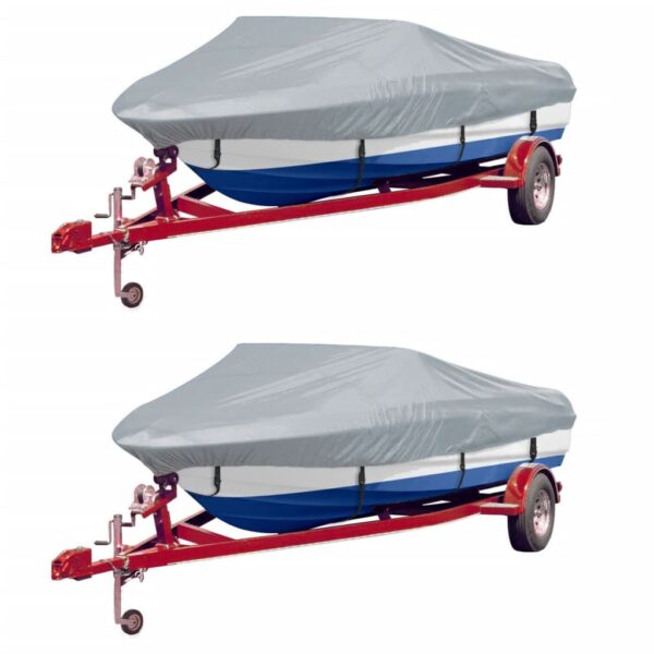 vidaXL Boat Covers 2 pcs Grey Length 427-488 cm Width 173 cm - Image 1
