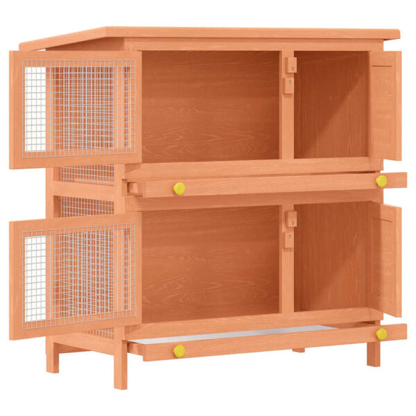 Outdoor Rabbit Hutch Small Animal House Pet Cage 4 Doors Wood - Image 4