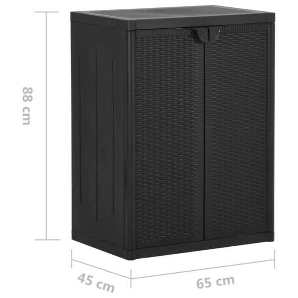 vidaXL Garden Storage Cabinet Black 65x45x88 cm PP Rattan - Image 9