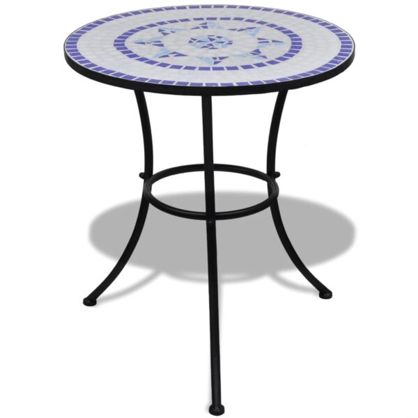 vidaXL 3 Piece Bistro Set Ceramic Tile Blue and White - Image 2