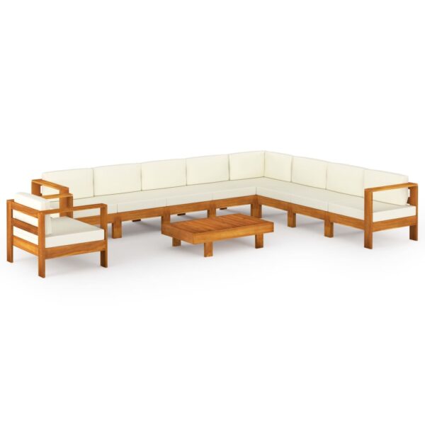 vidaXL 10 Piece Garden Lounge Set with Cushions 100x60 cm Acacia Wood - Image 2