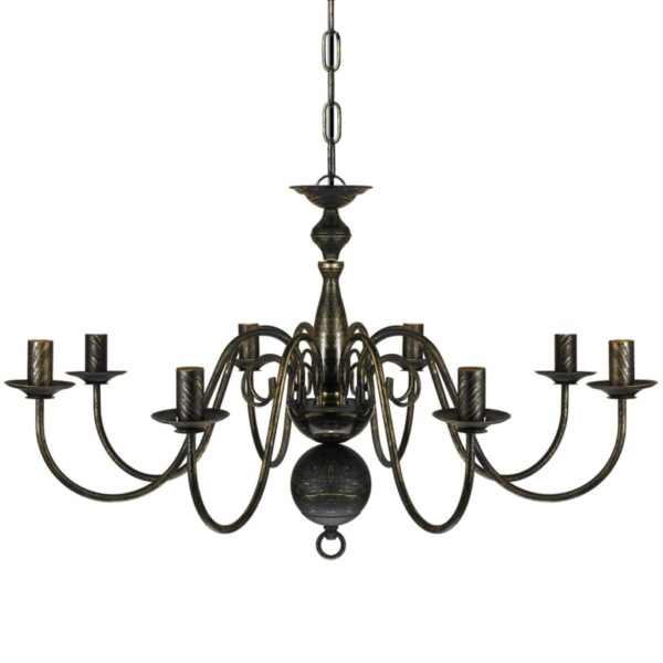 vidaXL Antique Black Metal Chandelier 8 x E14 Bulbs - Image 3