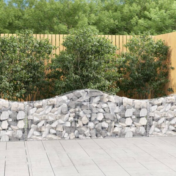 vidaXL Arched Gabion Basket 200x30x60/80 cm Galvanised Iron - Image 1