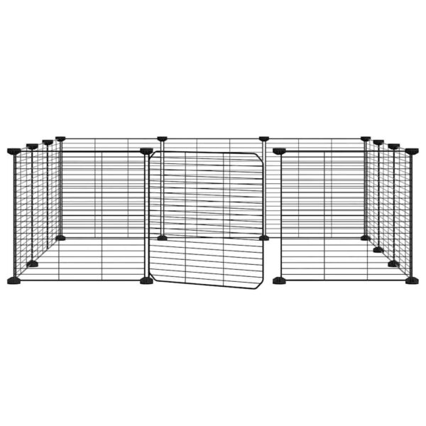 vidaXL 12-Panel Pet Cage with Door Black 35x35 cm Steel - Image 2