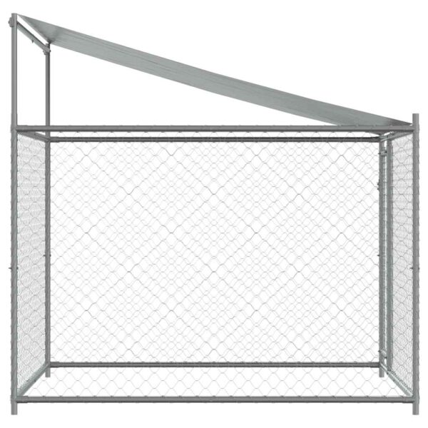 vidaXL Dog Cage with Roof and Door Grey 2x2x2 m Galvanised Steel - Image 5