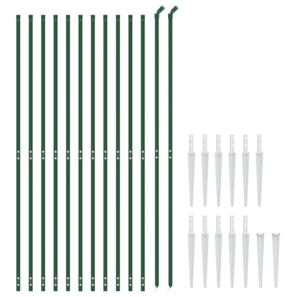 vidaXL Wire Mesh Fence with Spike Anchors Green 1.6x25 m - Image 3