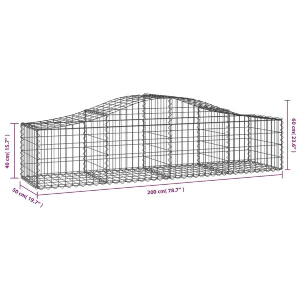 vidaXL Arched Gabion Basket 200x50x40/60 cm Galvanised Iron - Image 5