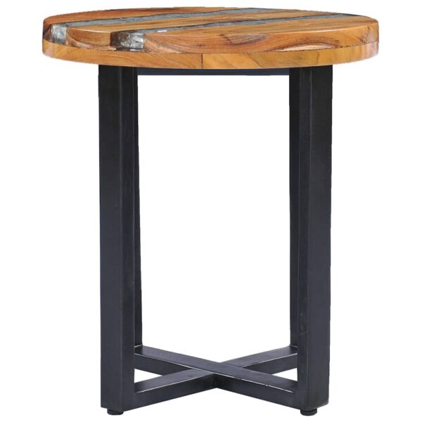 vidaXL Coffee Table 40x45 cm Solid Teak Wood and Polyresin - Image 4