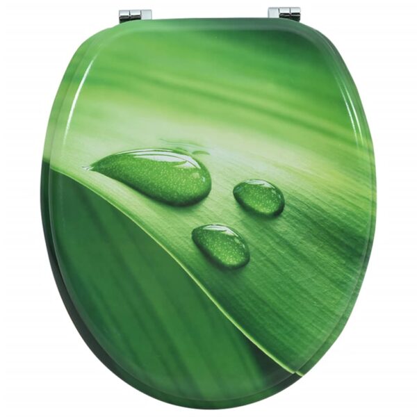 vidaXL WC Toilet Seat with Lid MDF Green Water Drop Design - Image 6