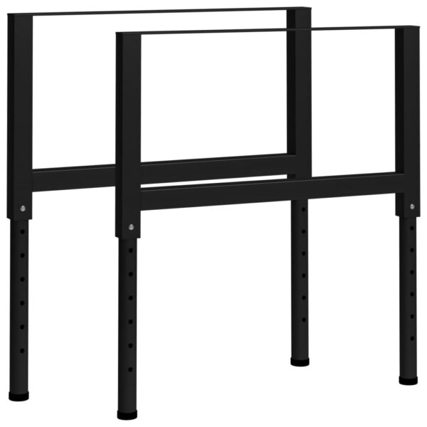 vidaXL Adjustable Work Bench Frames 2 pcs Metal 85x(69-95.5) cm Black - Image 1