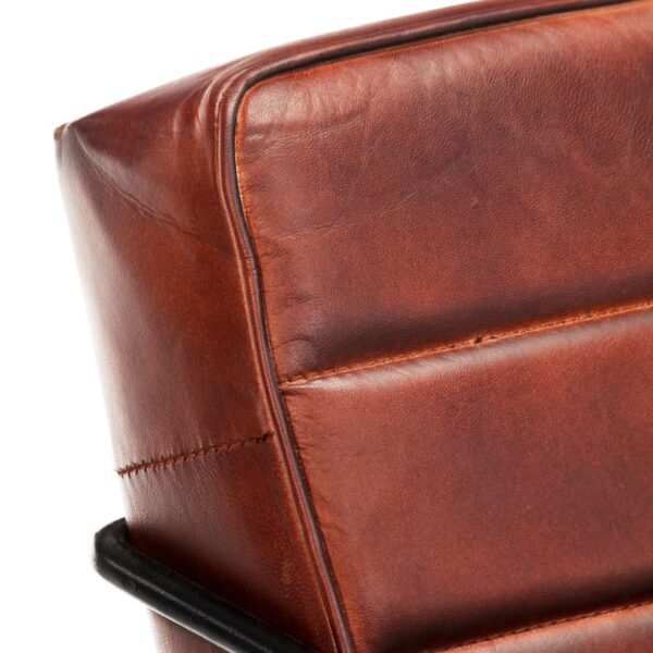 vidaXL Armchair Dark Brown Real Leather - Image 5