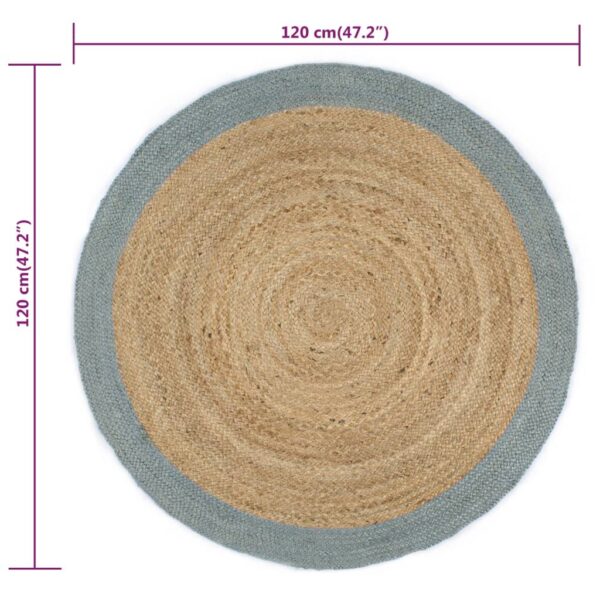 vidaXL Handmade Rug Jute with Olive Green Border 120 cm - Image 6