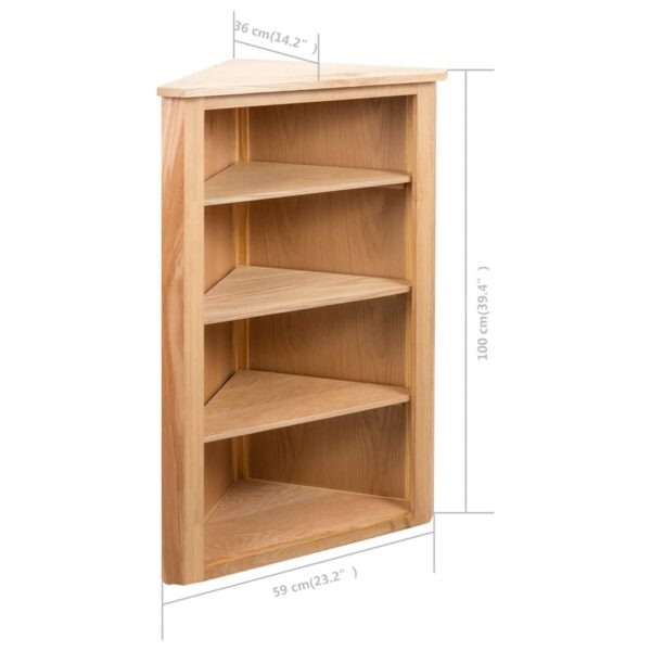 vidaXL Corner Shelf 59x36x100 cm Solid Oak Wood - Image 7