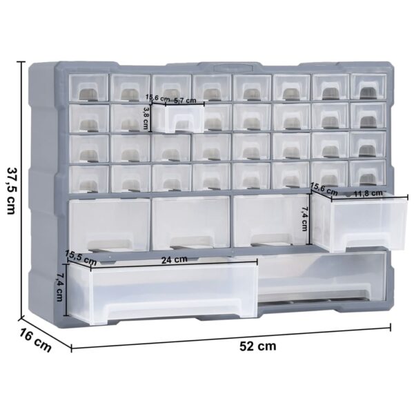 vidaXL Multi-drawer Organiser with 38 Drawers 52x16x37.5 cm - Image 9