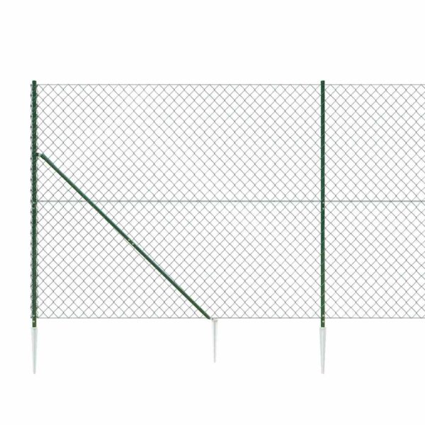 vidaXL Chain Link Fence with Spike Anchors Green 1.4x25 m - Image 5