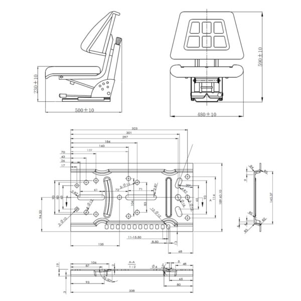 vidaXL Tractor Seat with Suspension Black - Image 8