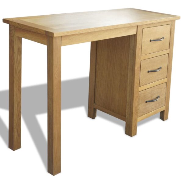 vidaXL Desk with 3 Drawers 106x40x75 cm Solid Oak Wood - Image 1