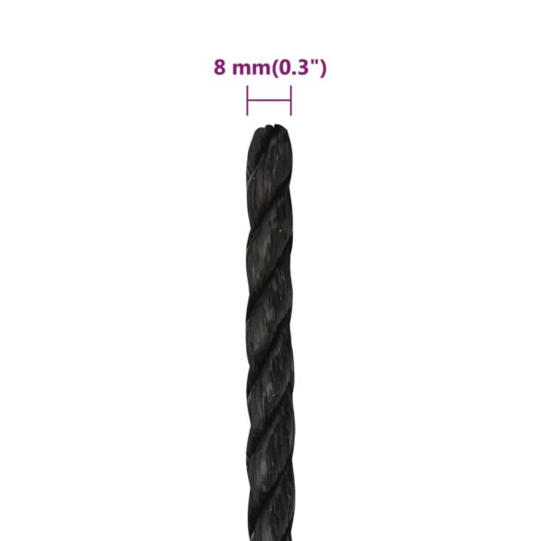 vidaXL Work Rope Black 8 mm 100 m Polypropylene - Image 6