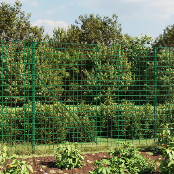 vidaXL Wire Mesh Fence with Spike Anchors Green 1.6x25 m - Image 1