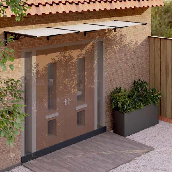 vidaXL Door Canopy Black and Transparent 358.5x90 cm Polycarbonate - Image 1