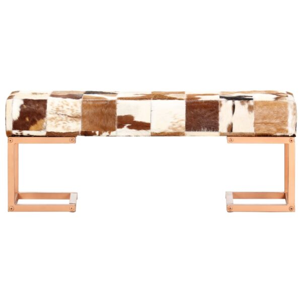 vidaXL Bench 110 cm Brown Patchwork Genuine Goat Leather - Image 2