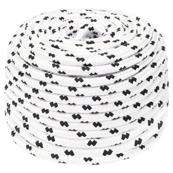 vidaXL Braided Boat Rope White 8 mmx100 m Polyester - Image 1