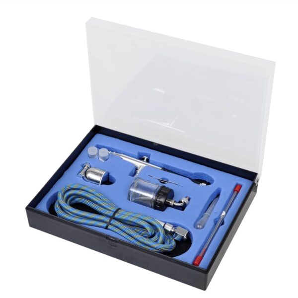 vidaXL Airbrush Set with Glass Jar 0.2 / 0.3 / 0.5 mm Nozzles - Image 2