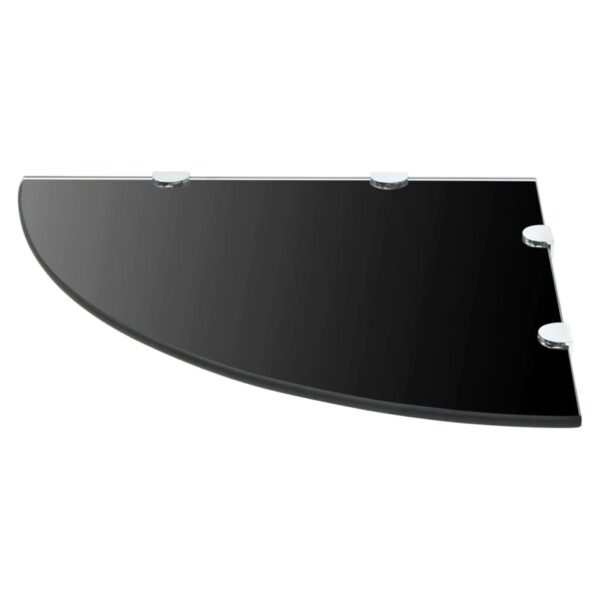 vidaXL Corner Shelf with Chrome Supports Glass Black 45x45 cm - Image 2