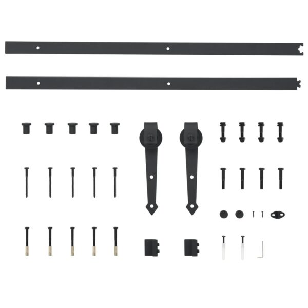 vidaXL Sliding Door Hardware Kit 183 cm Steel Black - Image 5