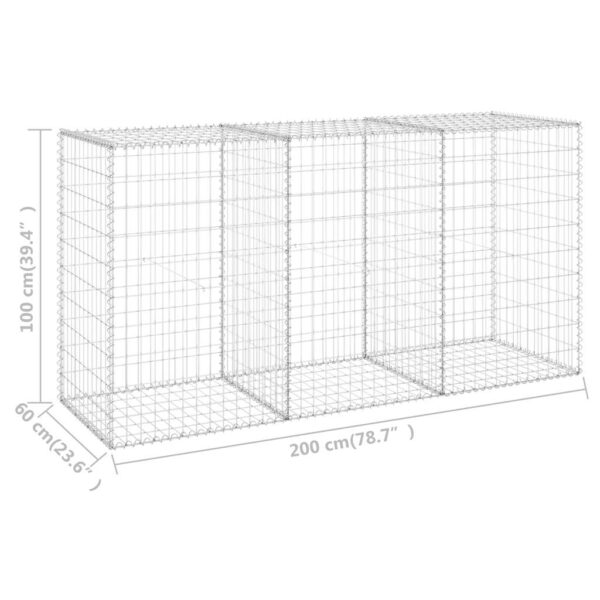vidaXL Gabion Wall with Covers Galvanised Steel 200x60x100 cm - Image 8
