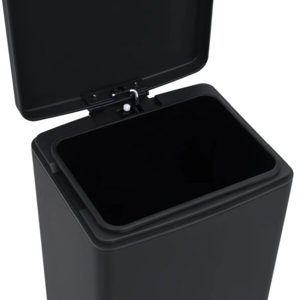 vidaXL Dustbin with Pedal Anti-fingerprint 30L Black Stainless Steel - Image 10
