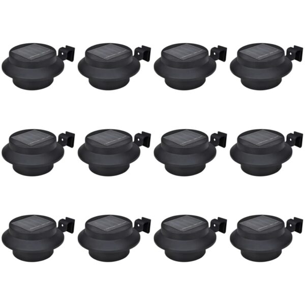 vidaXL Outdoor Solar Fence Lamps 12 pcs LED Black - Image 1