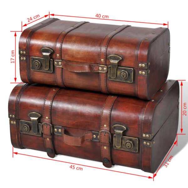 vidaXL Wooden Treasure Chests 2 pcs Vintage Brown - Image 7