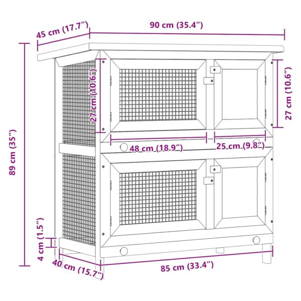 Outdoor Rabbit Hutch Small Animal House Pet Cage 4 Doors Wood - Image 7