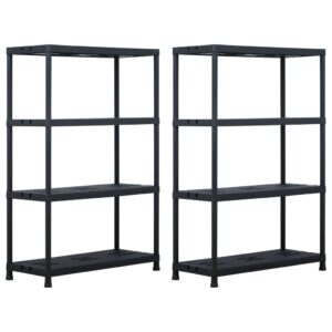vidaXL Storage Shelf Racks 2 pcs Black 220 kg 90x40x138 cm Plastic