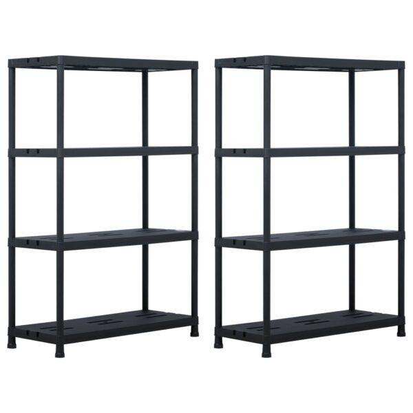 vidaXL Storage Shelf Racks 2 pcs Black 220 kg 90x40x138 cm Plastic - Image 1