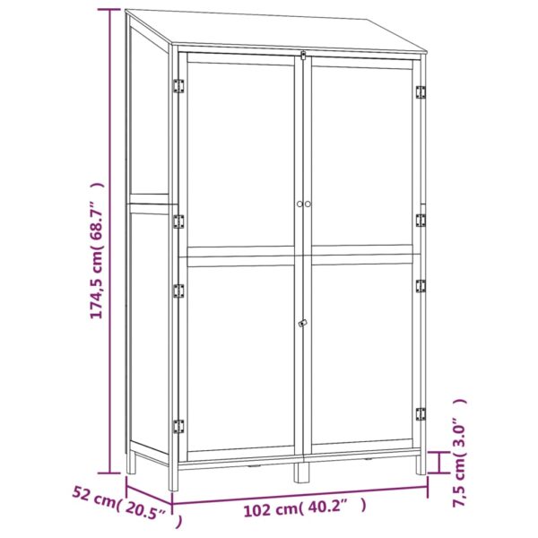 vidaXL Garden Shed 102x52x174.5 cm Solid Wood Fir - Image 8