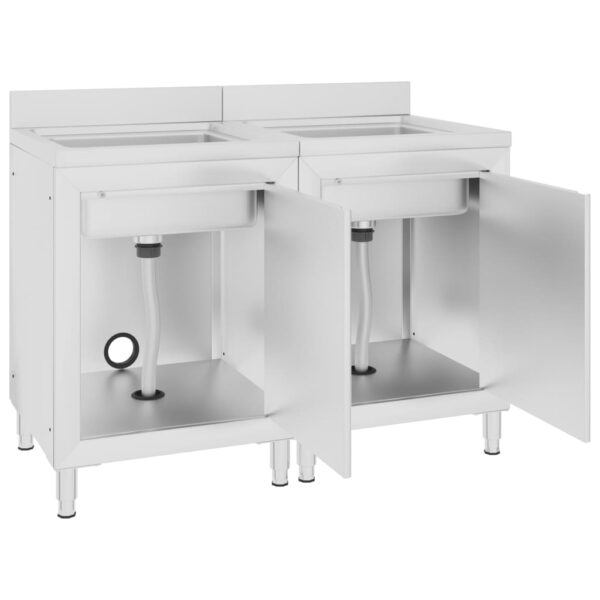 vidaXL Commercial Kitchen Sink Cabinets 2 pcs Stainless Steel - Image 3