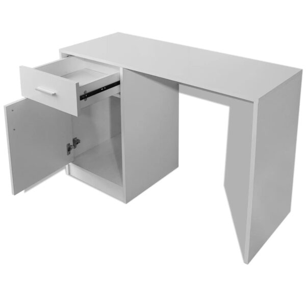 vidaXL Desk with Drawer and Cabinet White 100x40x73 cm - Image 5