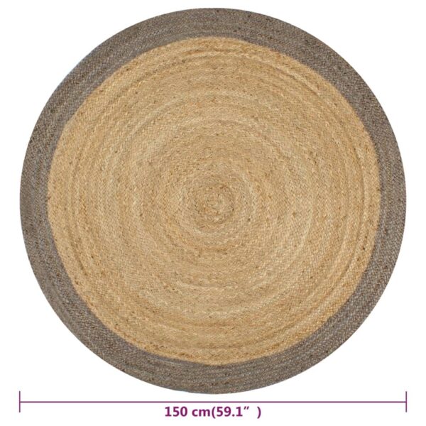 vidaXL Handmade Rug Jute with Grey Border 150 cm - Image 6