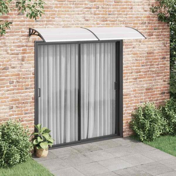 vidaXL Door Canopy Black and Transparent 240x75 cm PC - Image 1