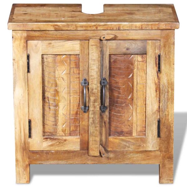 vidaXL Bathroom Vanity Cabinet with Mirror Solid Mango Wood - Image 9
