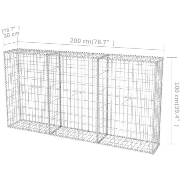 vidaXL Gabion Basket Galvanised Steel 200x30x100 cm - Image 8