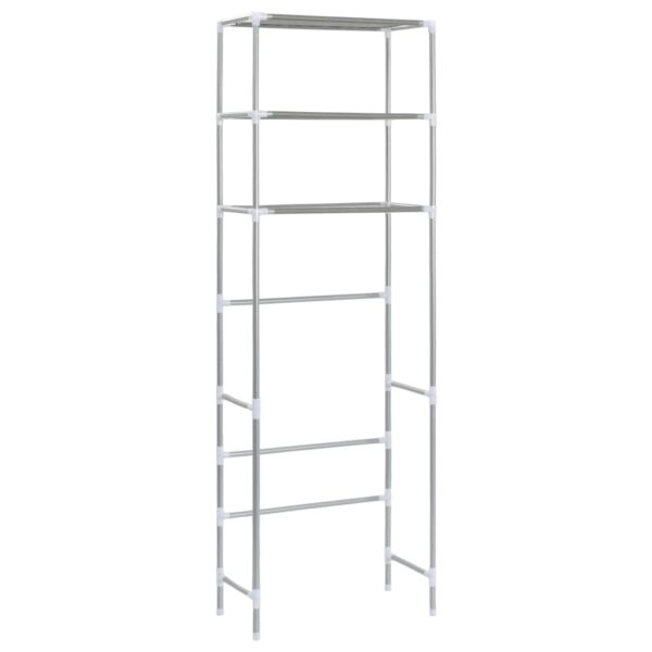 vidaXL 3-Tier Storage Rack over Toilet Silver 53x28x169 cm - Image 5